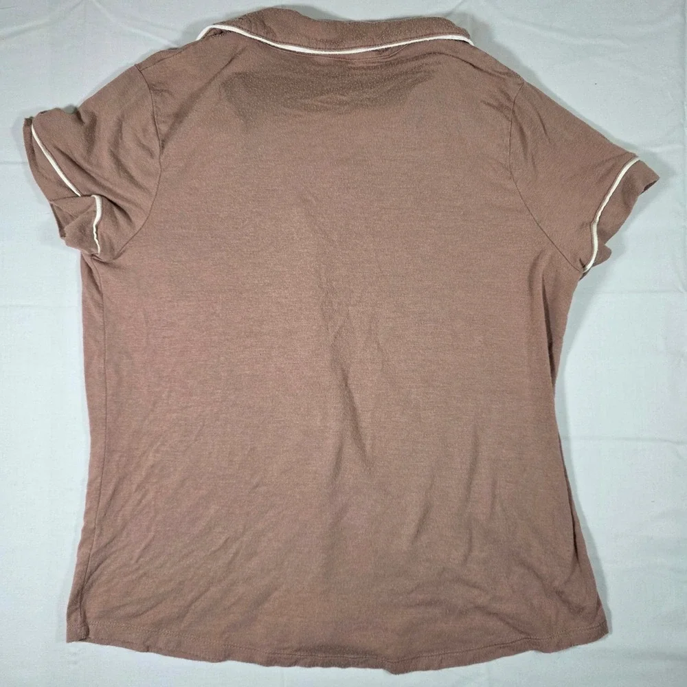 Stars Above Womens Pajama Top Short Sleeve Button Down Mauve Pink Pilling S